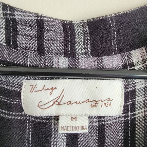 Vintage Havana Black and White Plaid Front Twist Blouse - Picture 3 of 3